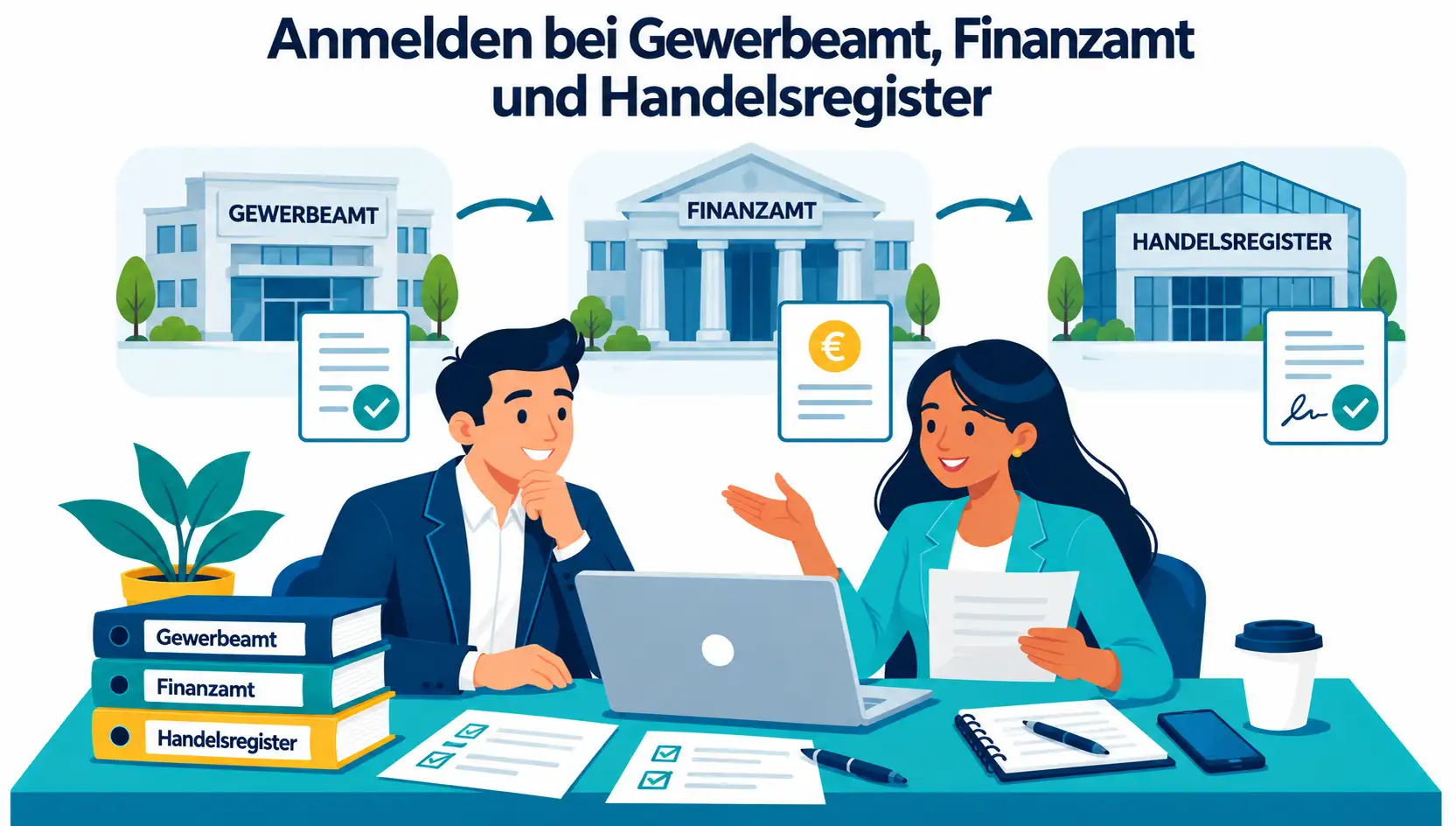 Anmelden bei Gewerbeamt, Finanzamt und Handelsregister
