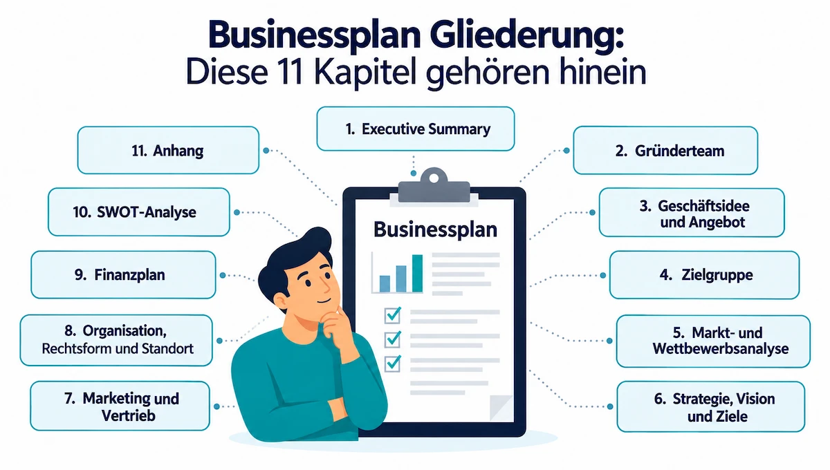 Businessplan Gliederung Diese 11 Kapitel gehören hinein