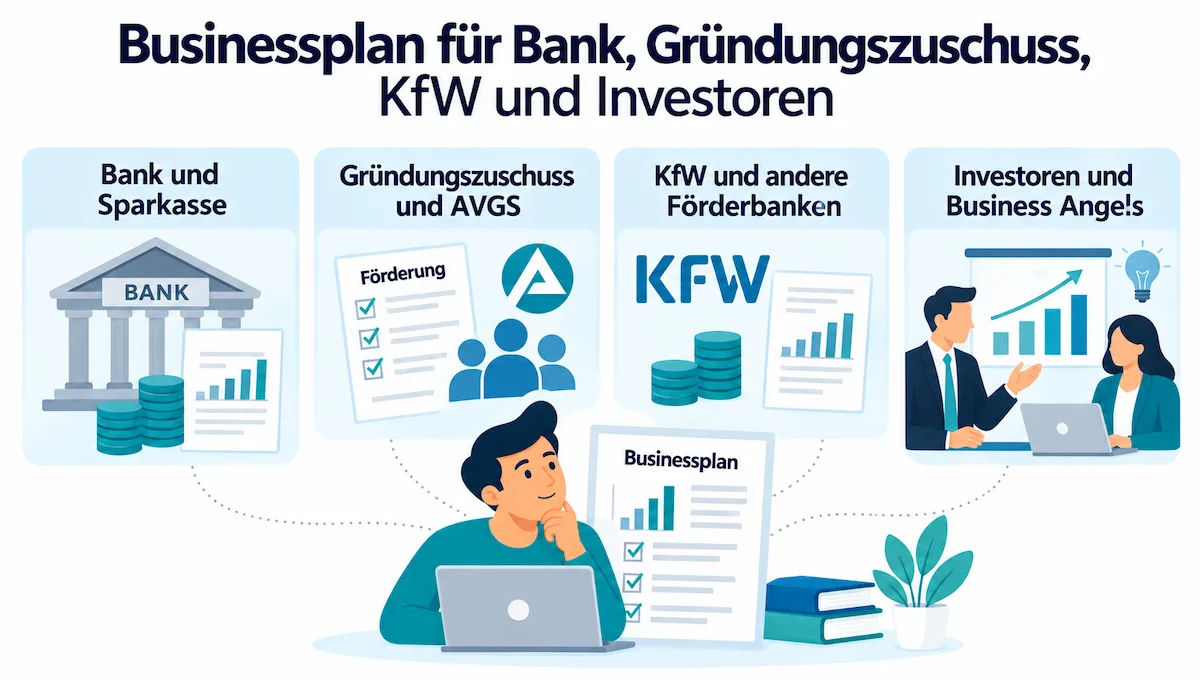 Businessplan für Bank, Gründungszuschuss, KfW und Investoren
