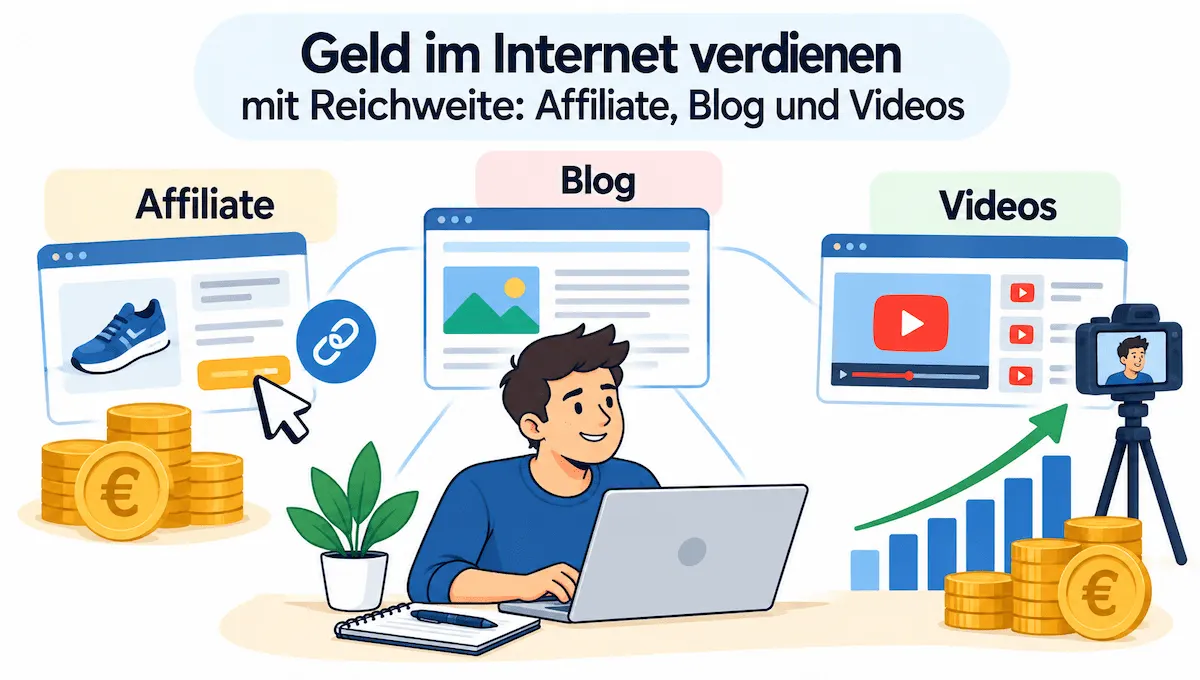 Geld im Internet verdienen mit Reichweite Affiliate, Blog und Videos 