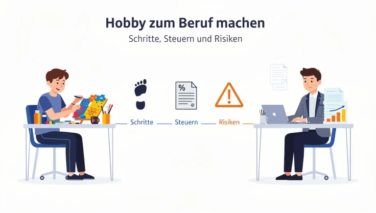Hobby zum Beruf machen Schritte, Steuern und Risiken