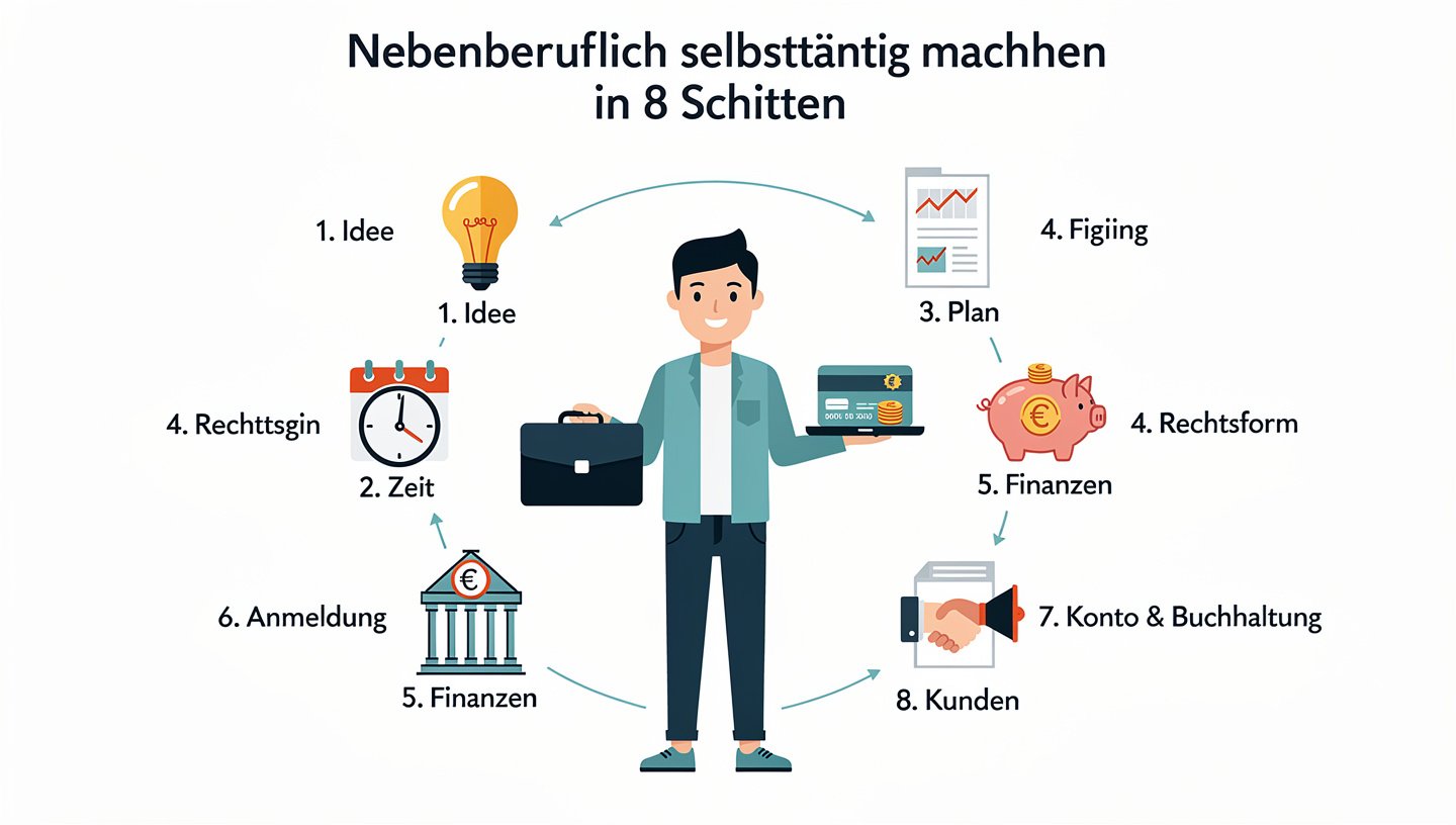 Nebenberuflich selbstständig machen in 8 Schritten