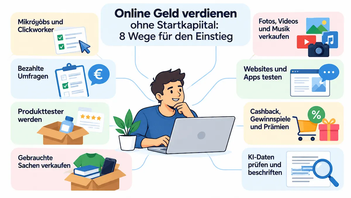 Online Geld verdienen ohne Startkapital 8 Wege für den Einstieg