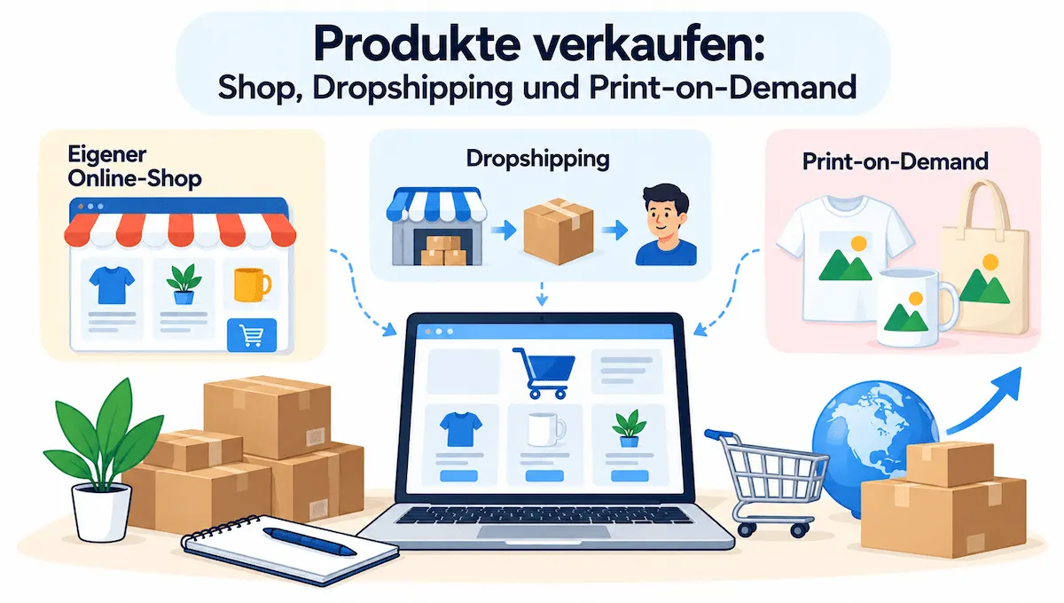 Produkte verkaufen Shop, Dropshipping und Print-on-Demand
