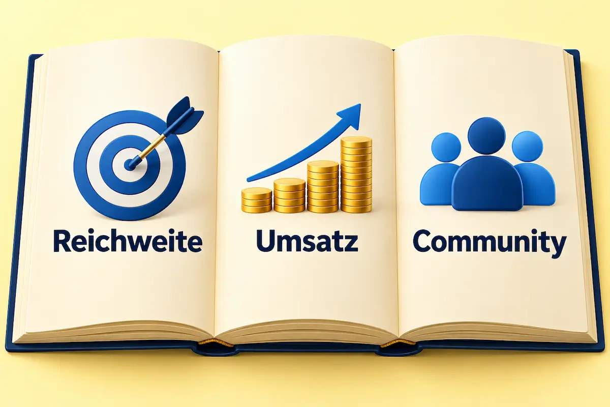Ziel festlegen Reichweite, Umsatz oder Community