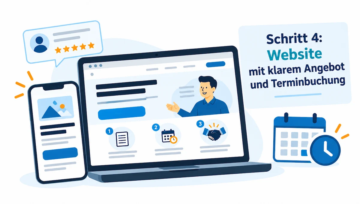 Schritt 4 Website mit klarem Angebot und Terminbuchung