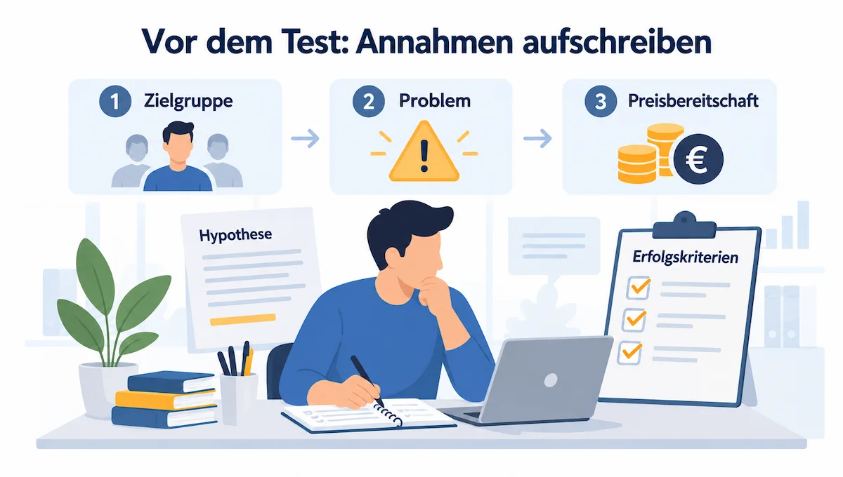 Vor dem Test Annahmen aufschreiben