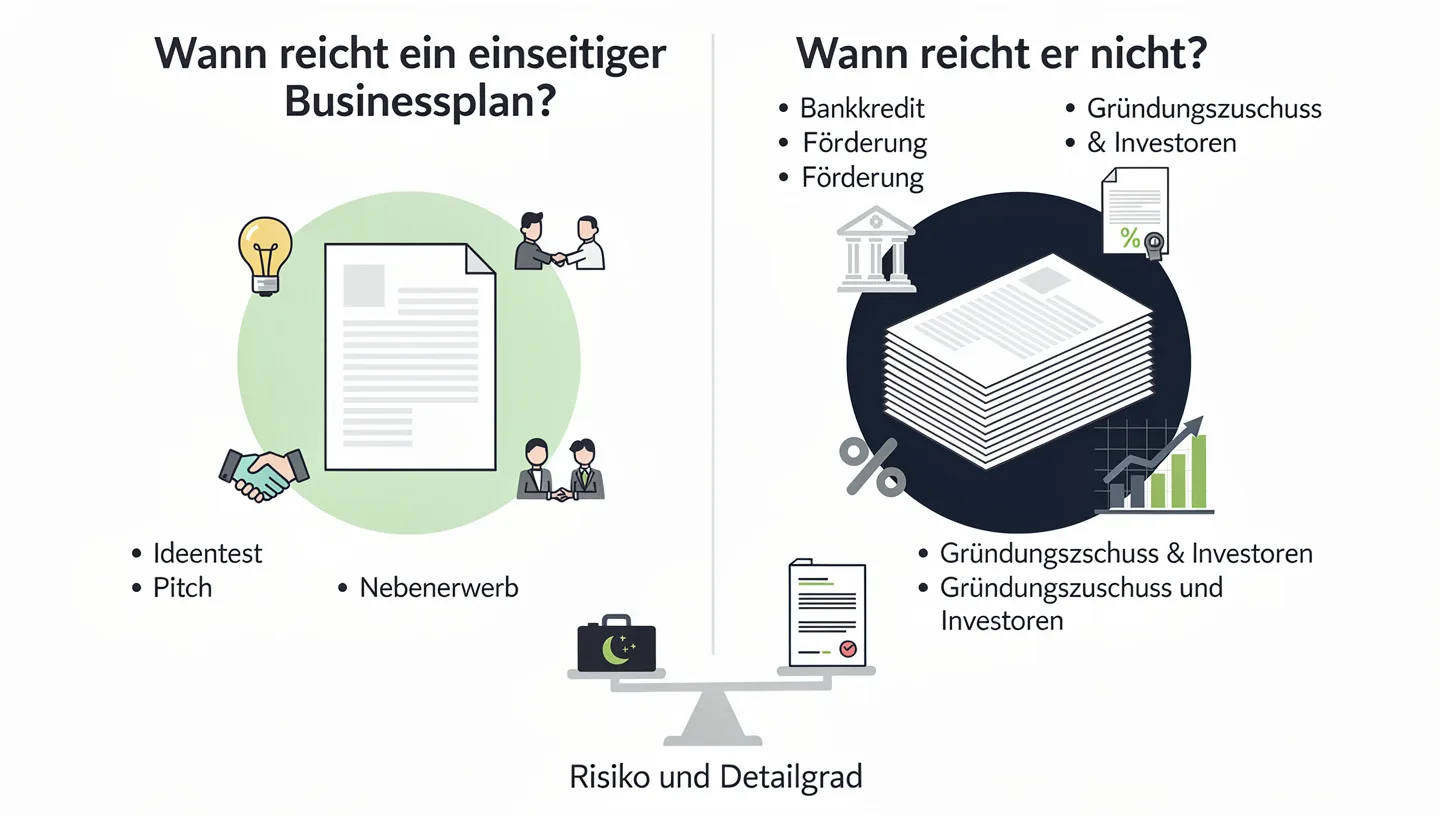 Wann reicht ein einseitiger Businessplan und wann nicht
