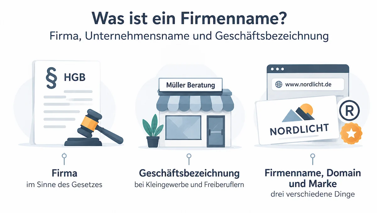 Was ist ein Firmenname Firma, Unternehmensname und Geschäftsbezeichnung